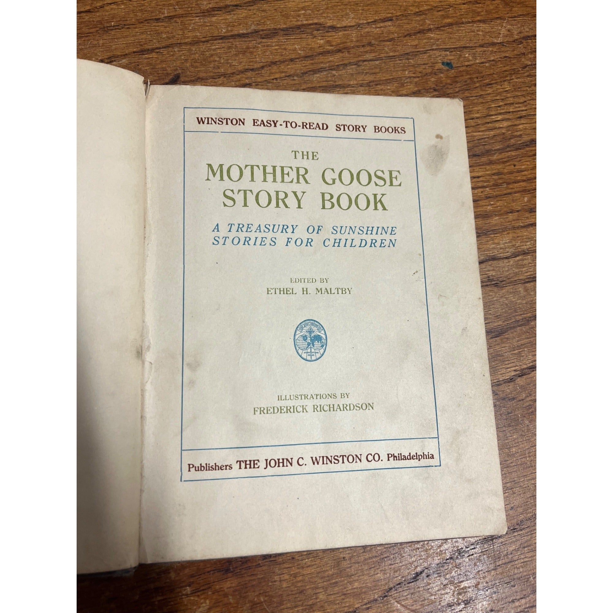 1920 Mother Goose Story Book Frederick Richardson Illustrations Hardcover Book Antique Vintage