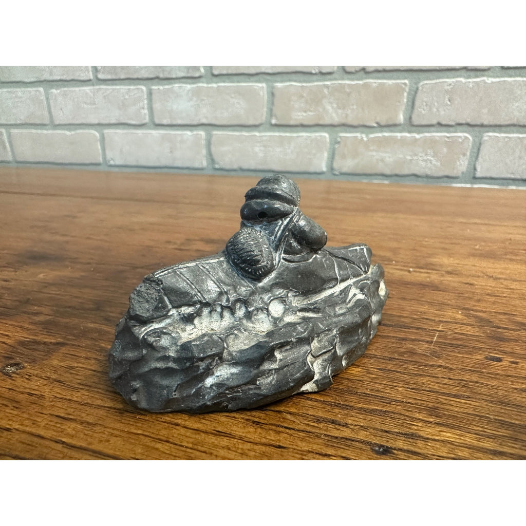 Eskimo Or Canada Inuit In Kayak And Seal Figure - A Wolf Original Sculpture