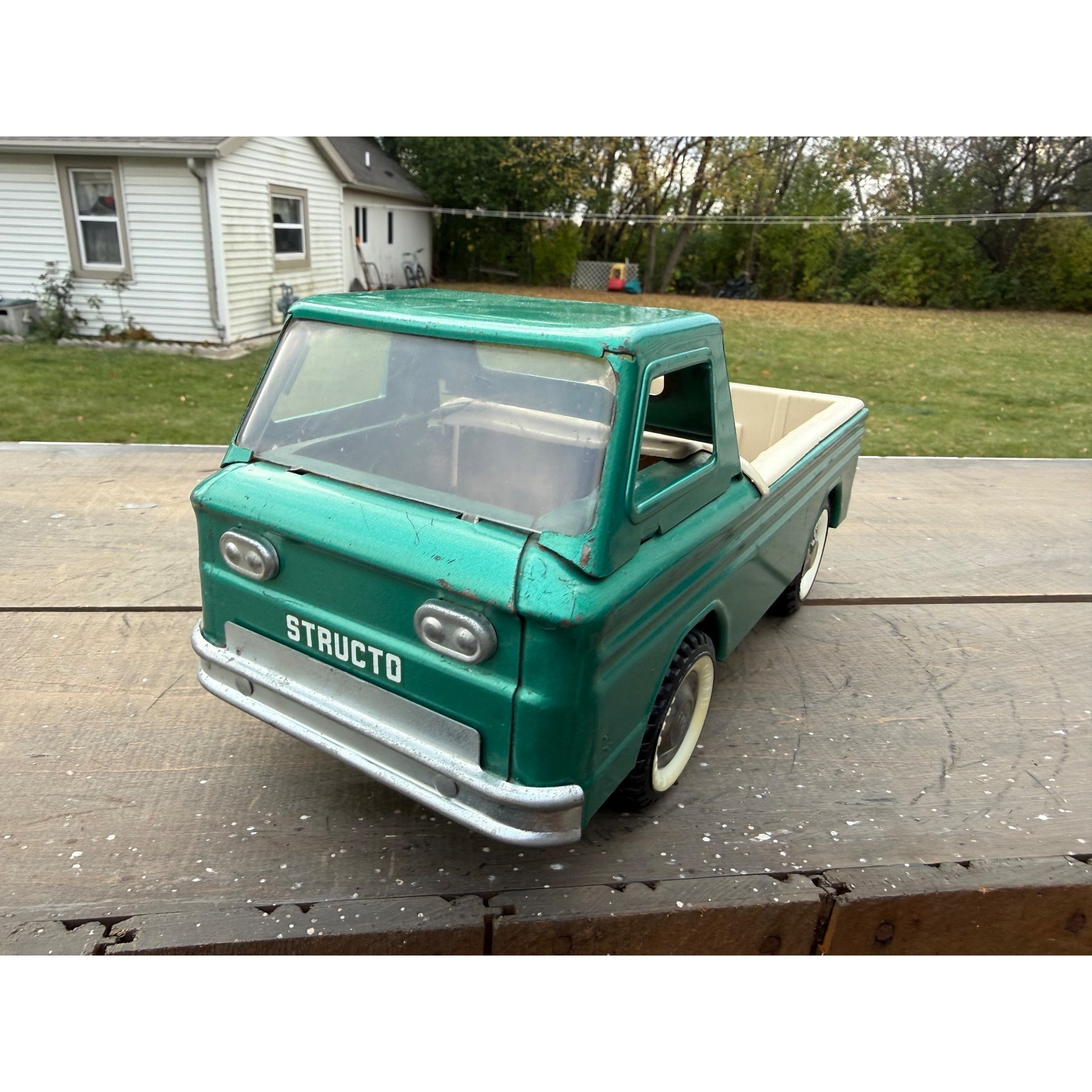 Vintage Structo Rampside Green Chevy Corvair Farm Truck Pressed Steel Toy