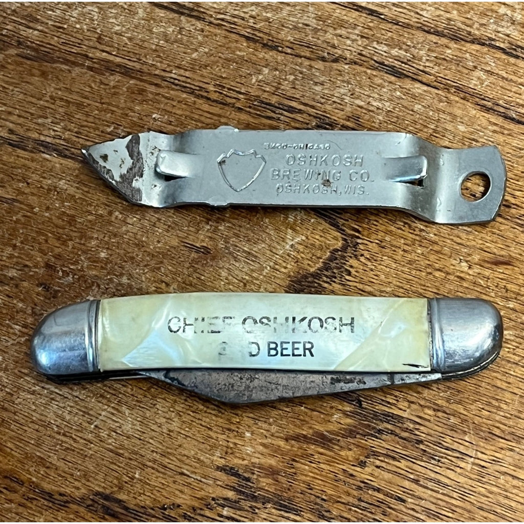 Vintage 1950s Chief Oshkosh Beer Advertising Pocket Knife & Opener