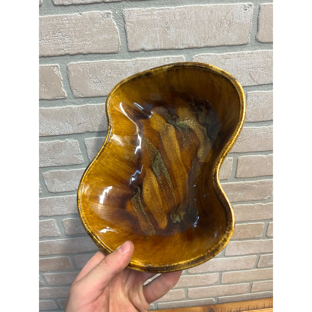 Vintage MCM Dryden Hot Springs Arkansas Art Pottery Bowl Dish Drip Glaze