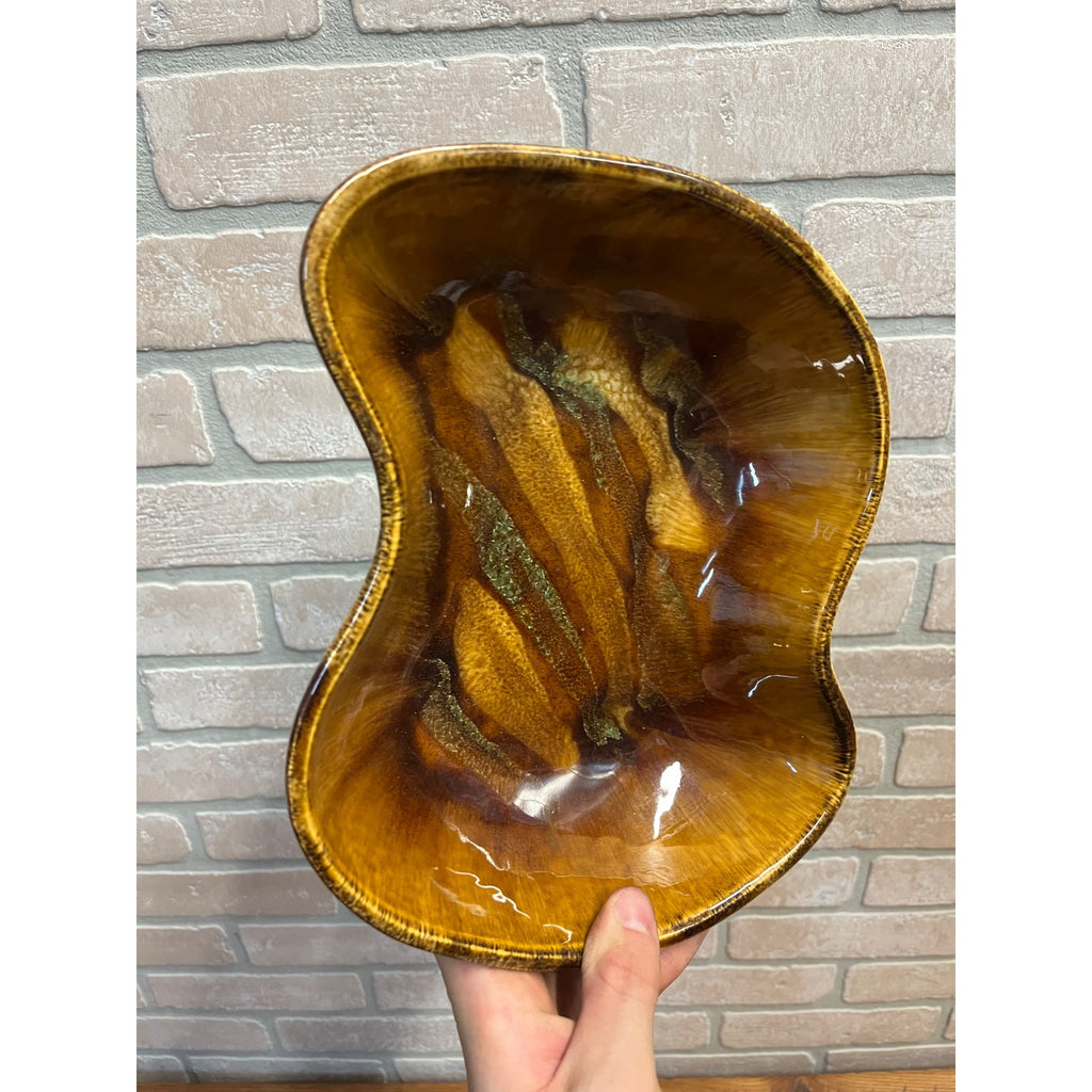 Vintage MCM Dryden Hot Springs Arkansas Art Pottery Bowl Dish Drip Glaze
