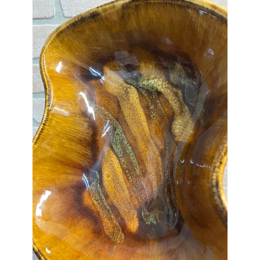 Vintage MCM Dryden Hot Springs Arkansas Art Pottery Bowl Dish Drip Glaze
