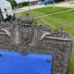 Vintage Picture Frame French Fleur-de-lis Insignia Silver Plated Heavy