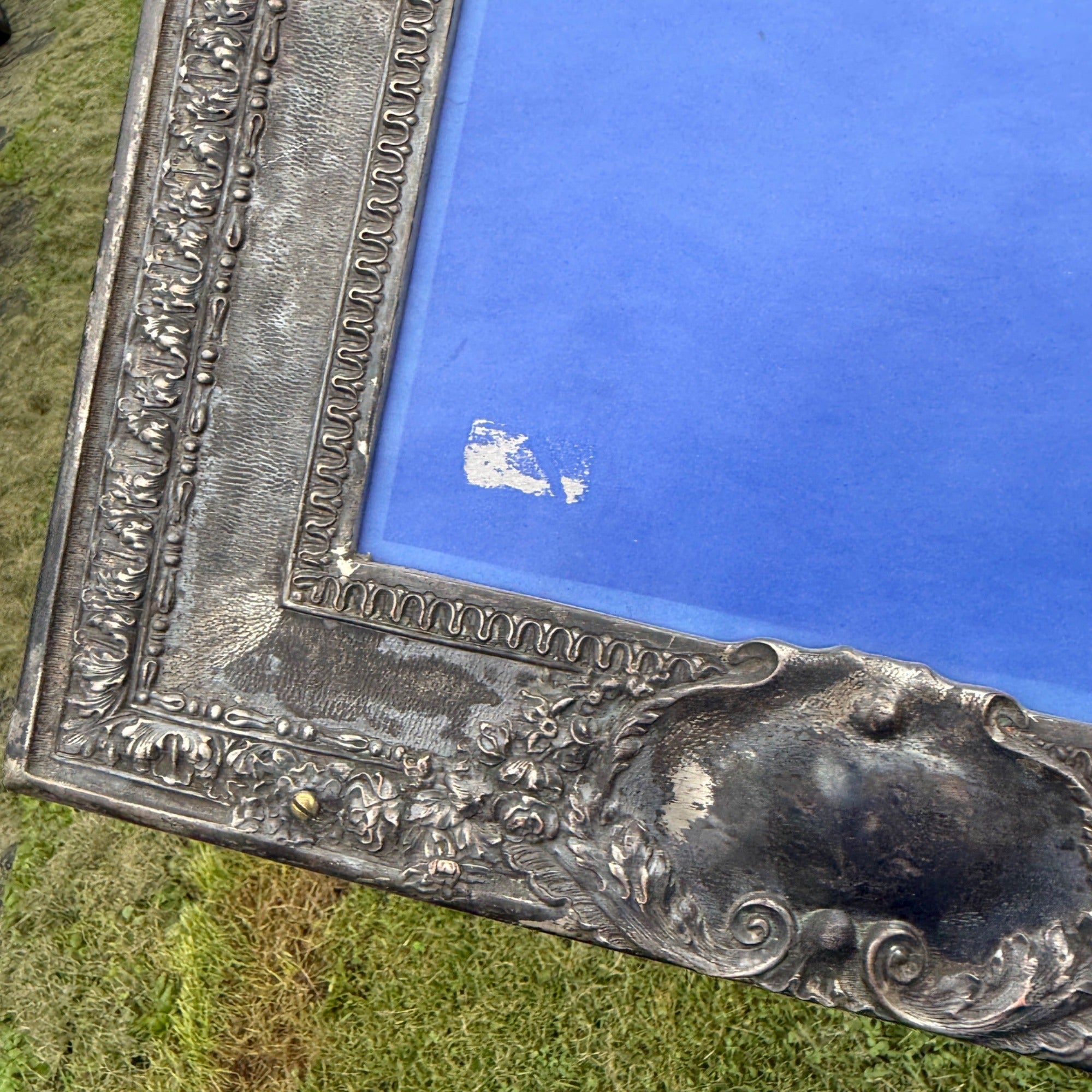 Vintage Picture Frame French Fleur-de-lis Insignia Silver Plated Heavy