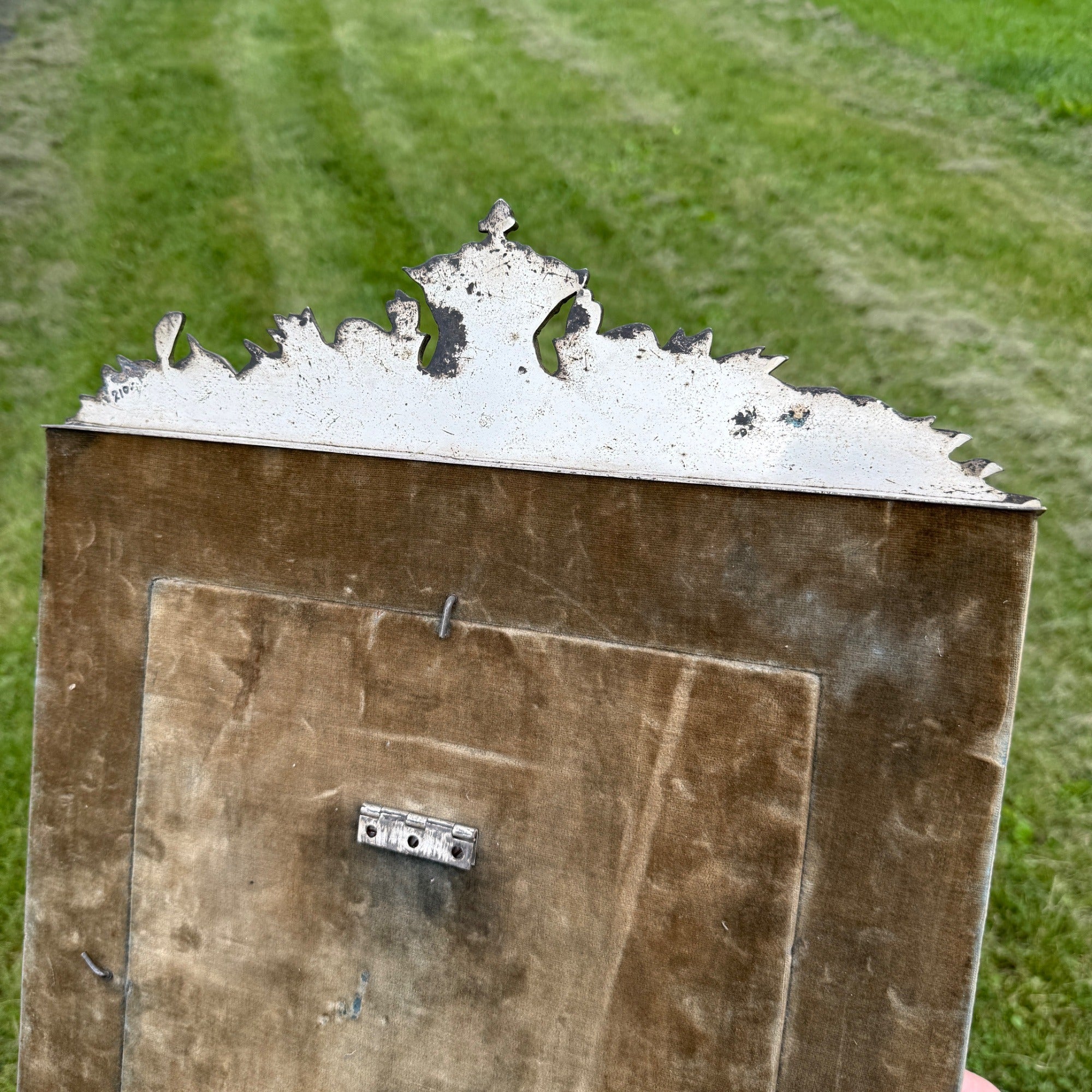 Vintage Picture Frame French Fleur-de-lis Insignia Silver Plated Heavy