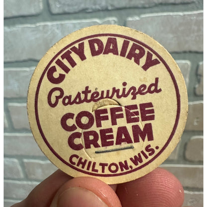 Milk Bottle Cap - City Dairy Farm - Chilton, (Wisconsin) Wis WI - Coffee Cream