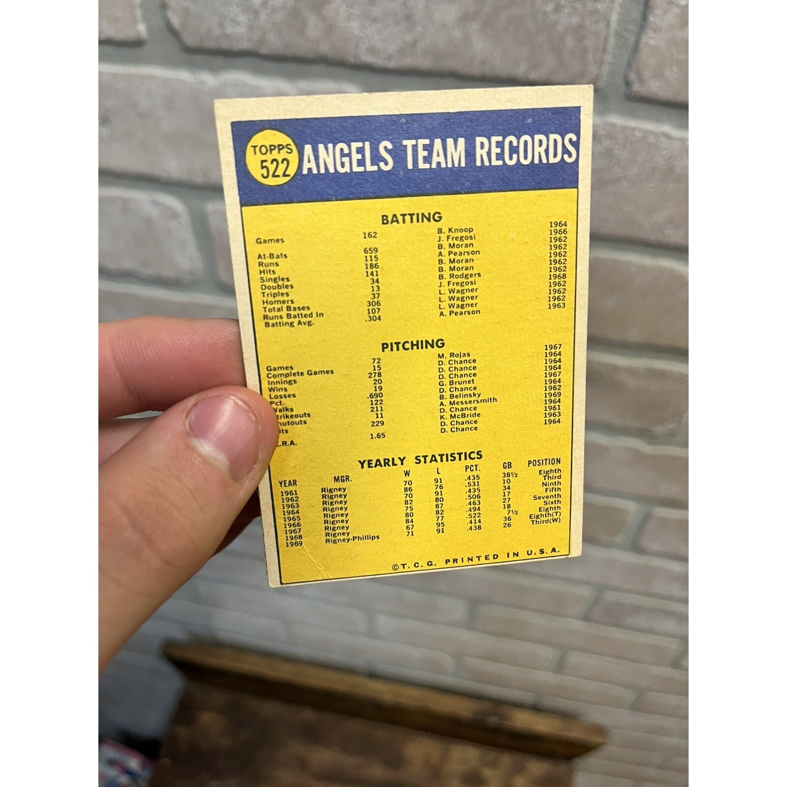 1970 Topps Baseball #522 California Angels Team - NM/MT