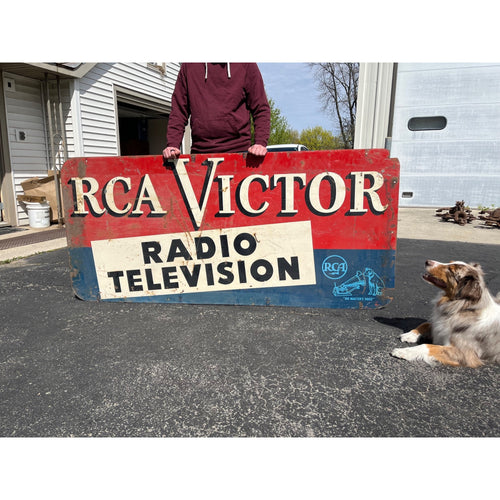 Vintage RCA Victor Radio & Television Large Advertising Metal Sign
