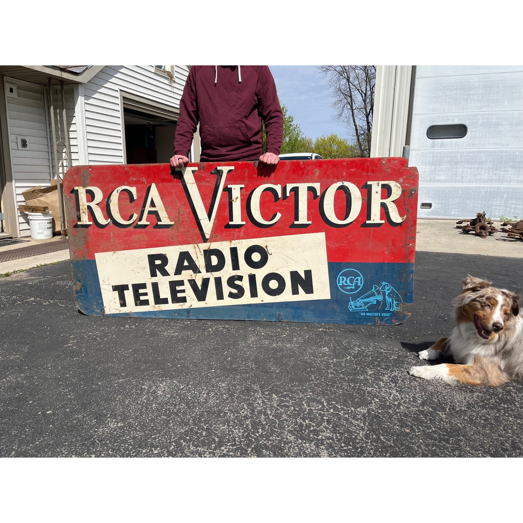 Vintage RCA Victor Radio & Television Large Advertising Metal Sign