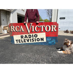 Vintage RCA Victor Radio & Television Large Advertising Metal Sign