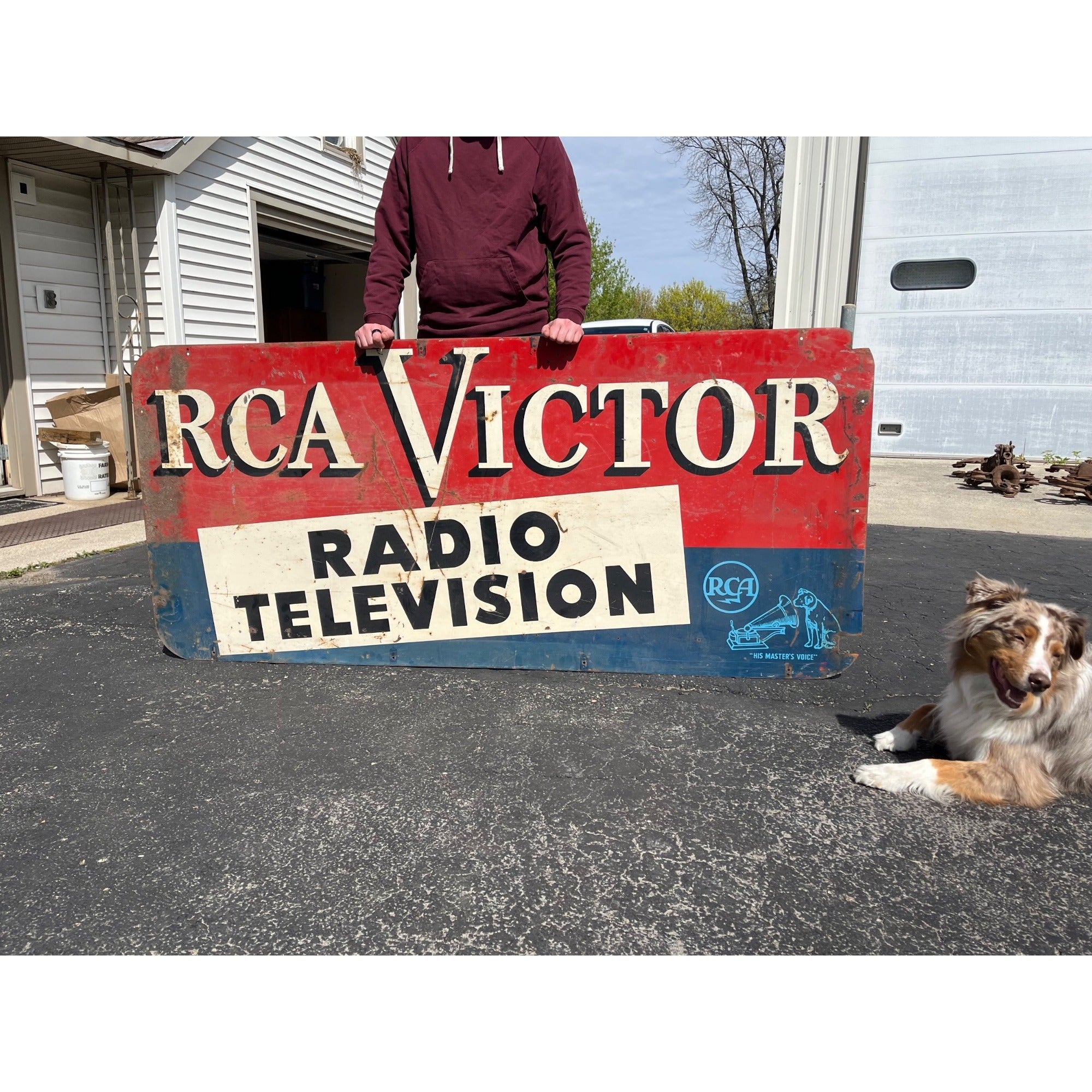 Vintage RCA Victor Radio & Television Large Advertising Metal Sign