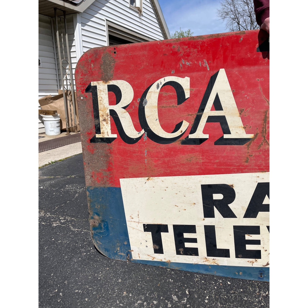 Vintage RCA Victor Radio & Television Large Advertising Metal Sign