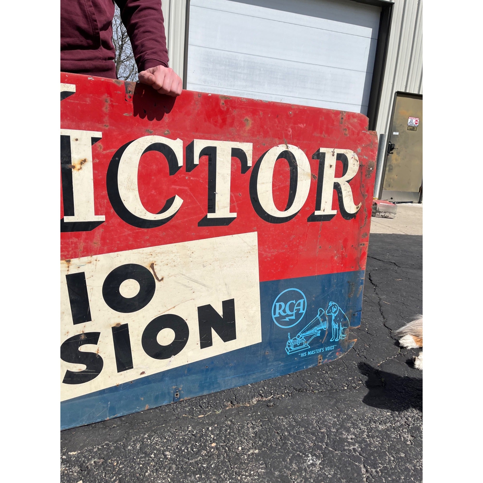 Vintage RCA Victor Radio & Television Large Advertising Metal Sign
