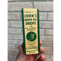 Antique John's Green Oil Drops Box Malcolm and Son Inc. Chetek, WI Wisconsin