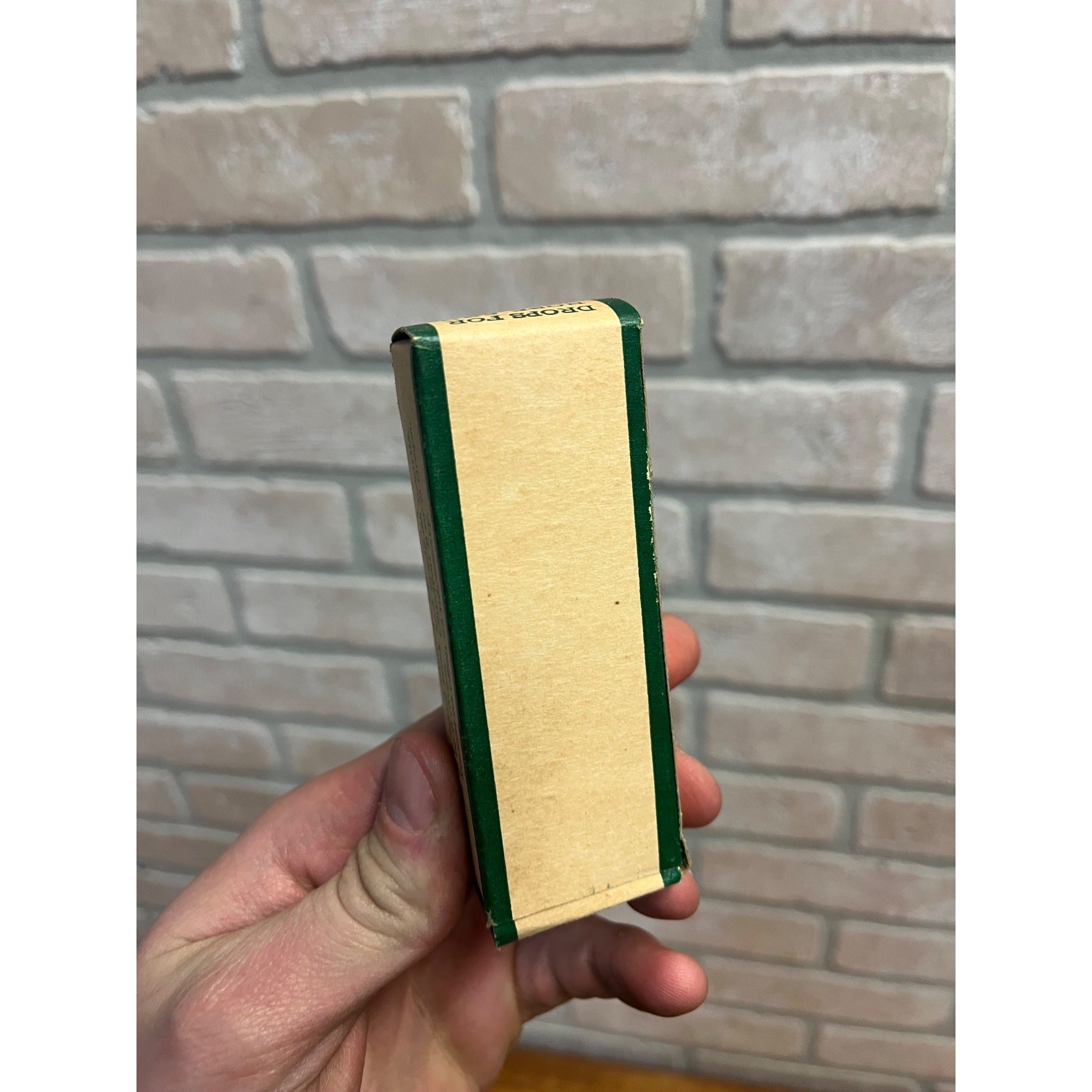 Antique John's Green Oil Drops Box Malcolm and Son Inc. Chetek, WI Wisconsin