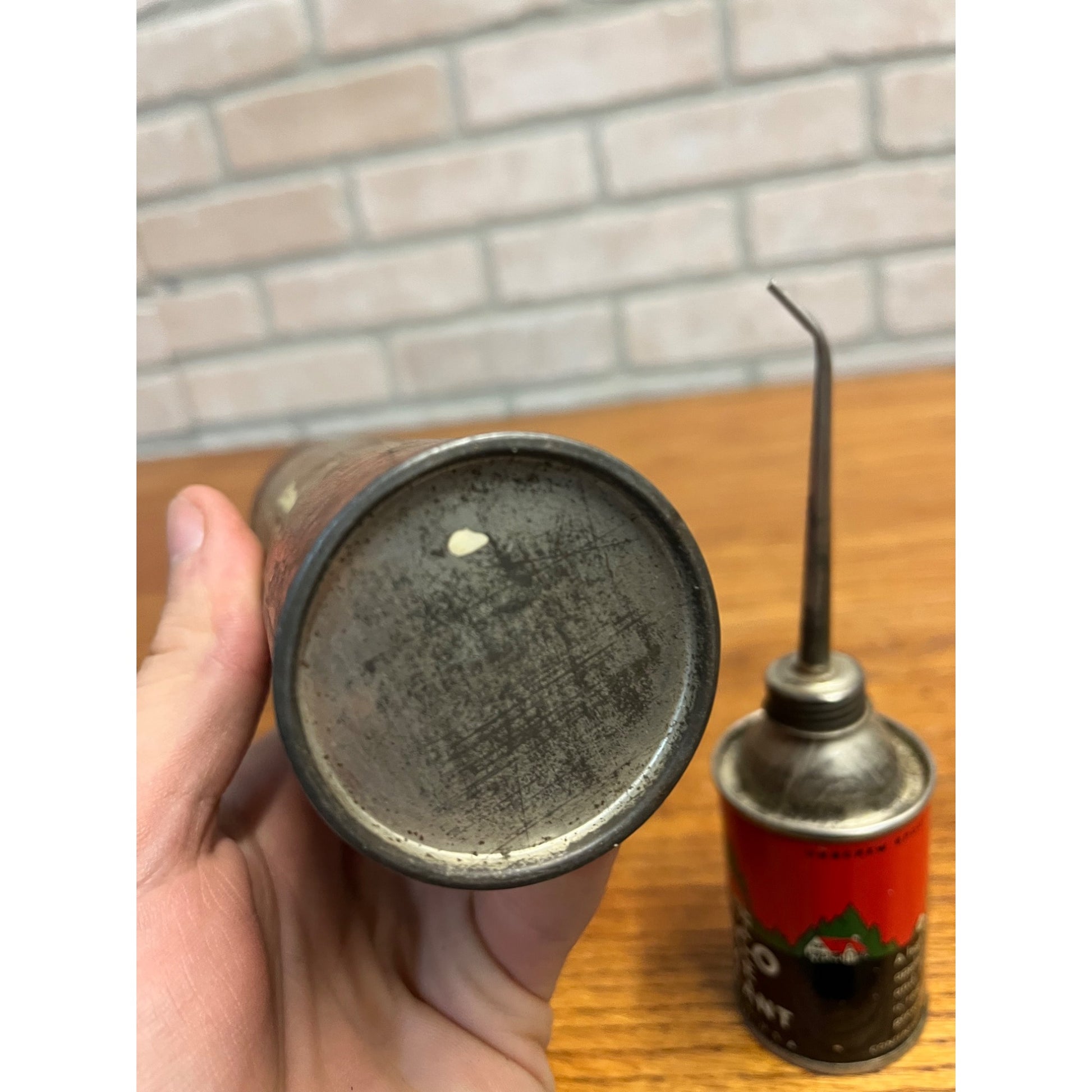 Texaco Oil Company Home Lubricant Cardboard Tube Holder and Handy Oiler Can