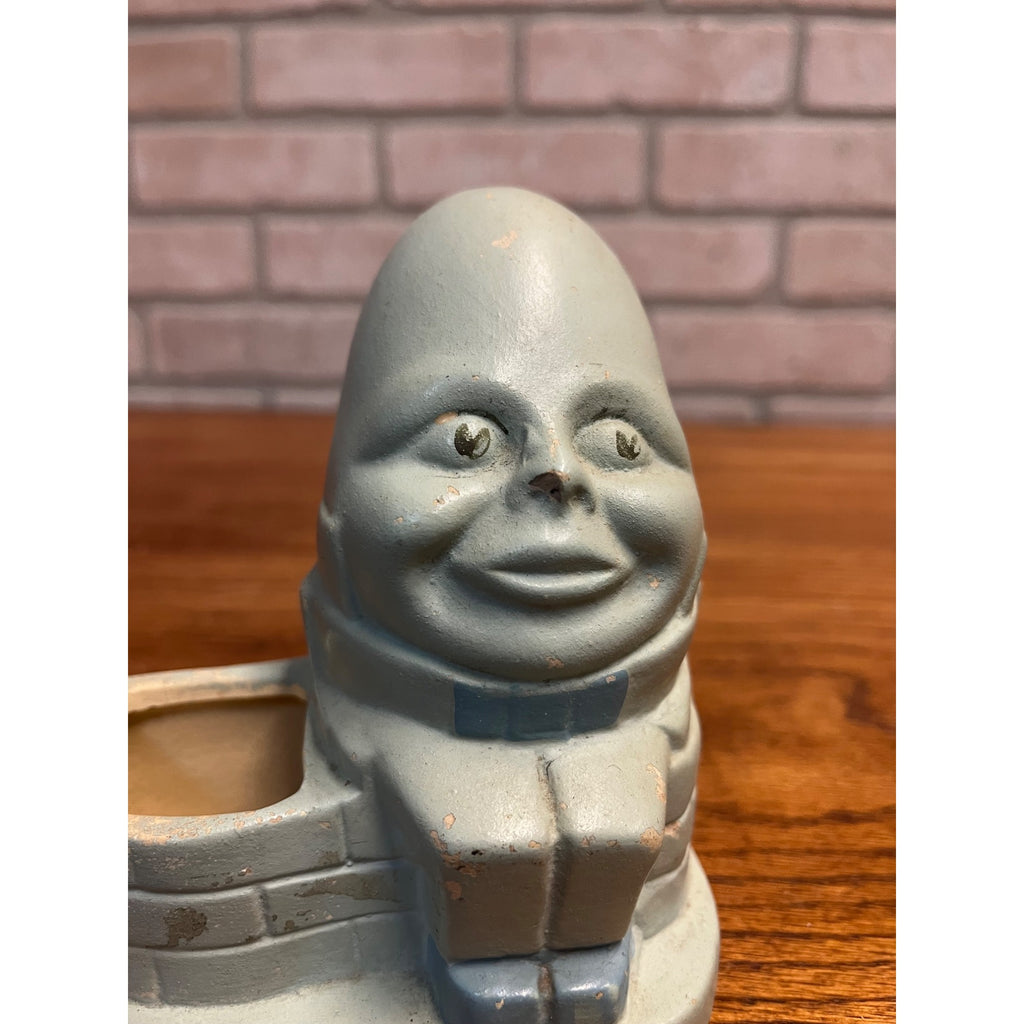 Vintage Ceramic Pottery Humpty Dumpty Blue Planter Nursery Rhyme Egg