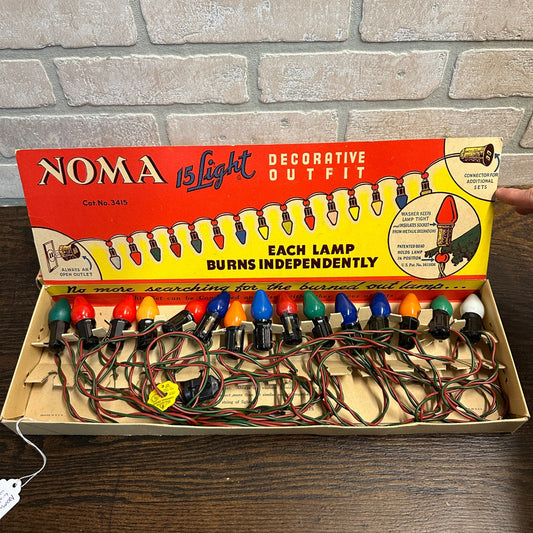 Vintage Christmas Tree Lights NOMA 15 Light in Original Box Working Tree Lights