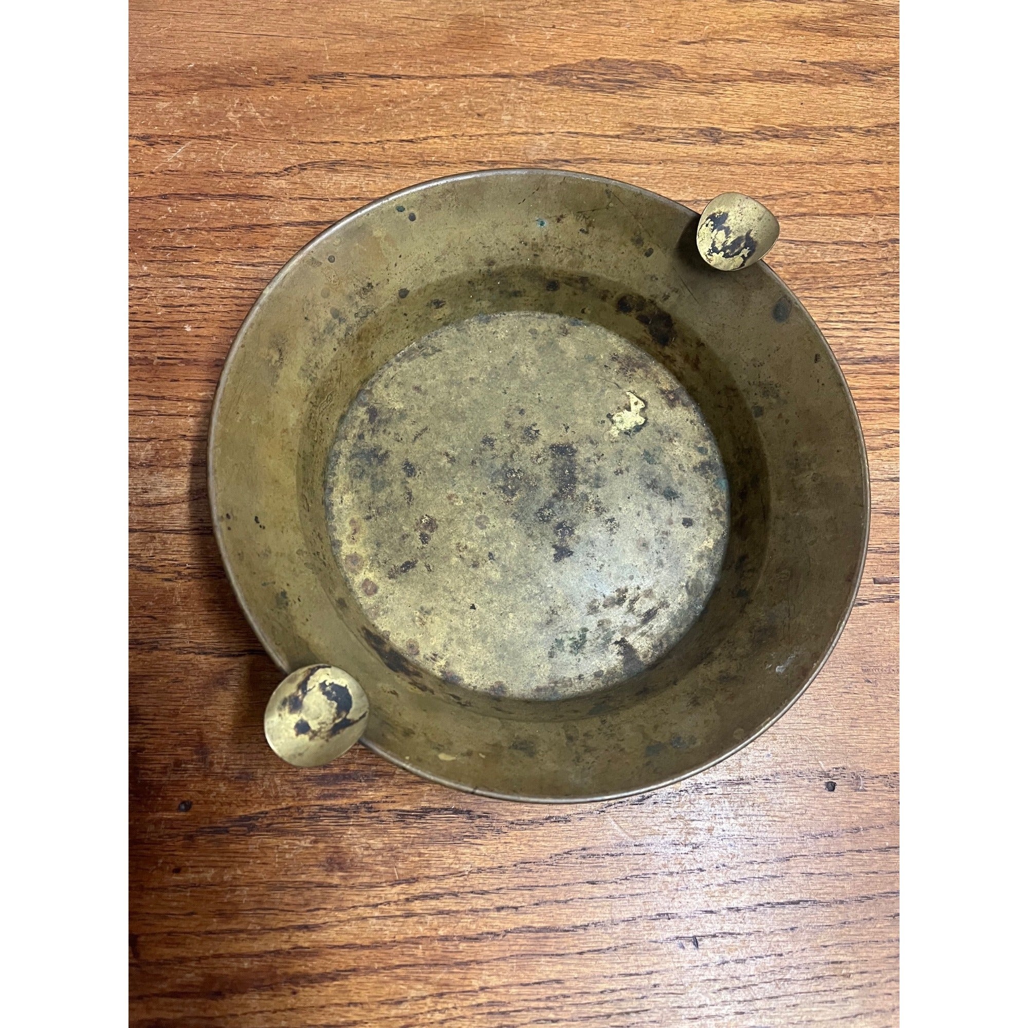 Antique Vintage Solid Brass Ashtray 8.75" Smoker's Tray