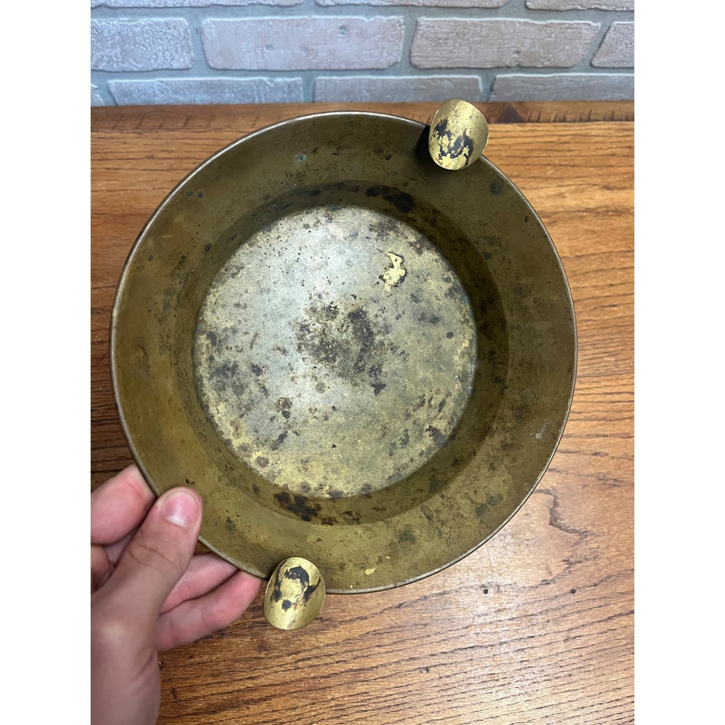 Antique Vintage Solid Brass Ashtray 8.75" Smoker's Tray
