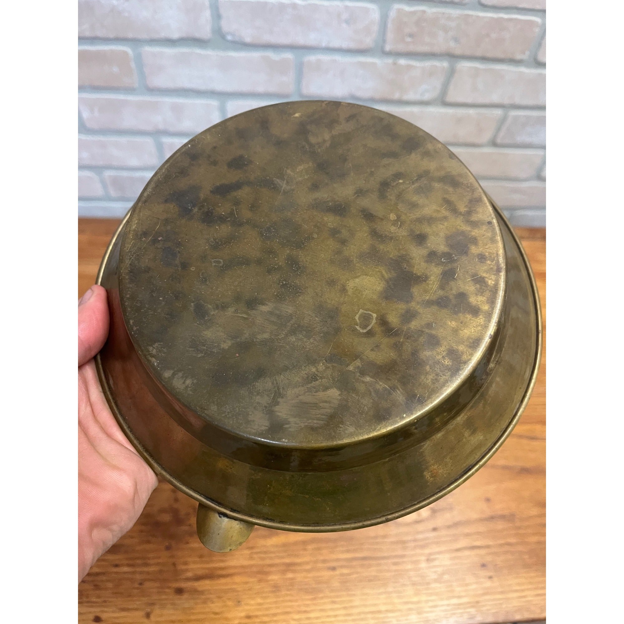 Antique Vintage Solid Brass Ashtray 8.75" Smoker's Tray