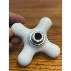 Vintage White Porcelain Faucet Cross Handle Knob Only - C COLD - 3"x3"