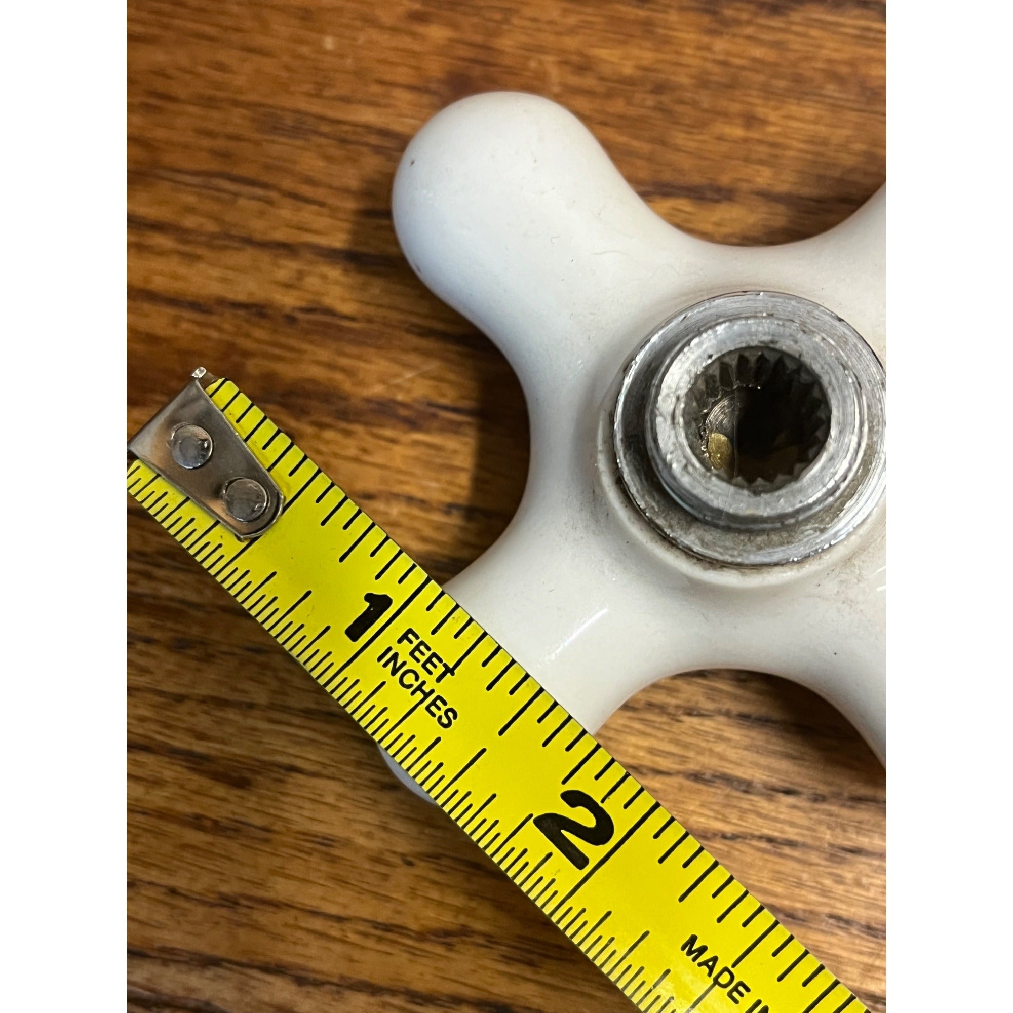 Vintage White Porcelain Faucet Cross Handle Knob Only - C COLD - 3"x3"