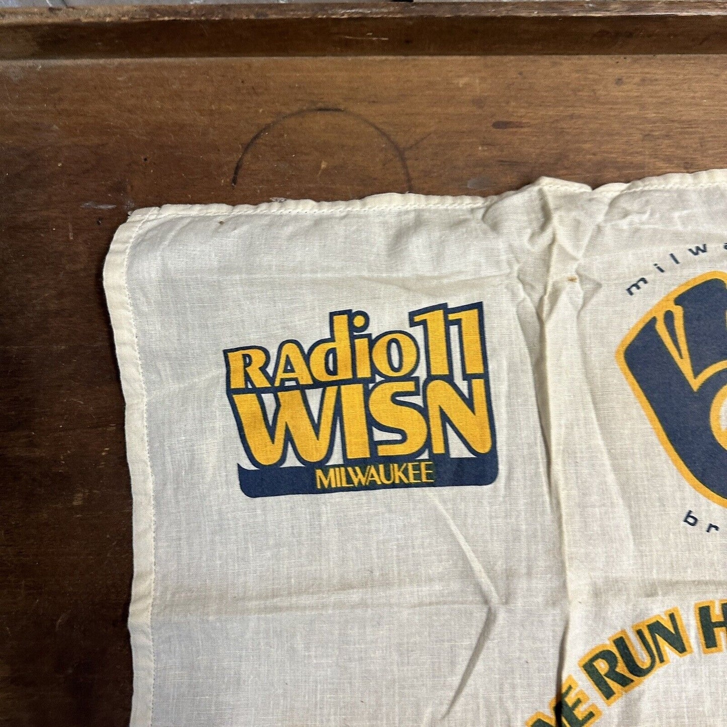 Vintage 1970s Milwaukee Brewers Home Rune Hankie Cloth Stadium Giveaway