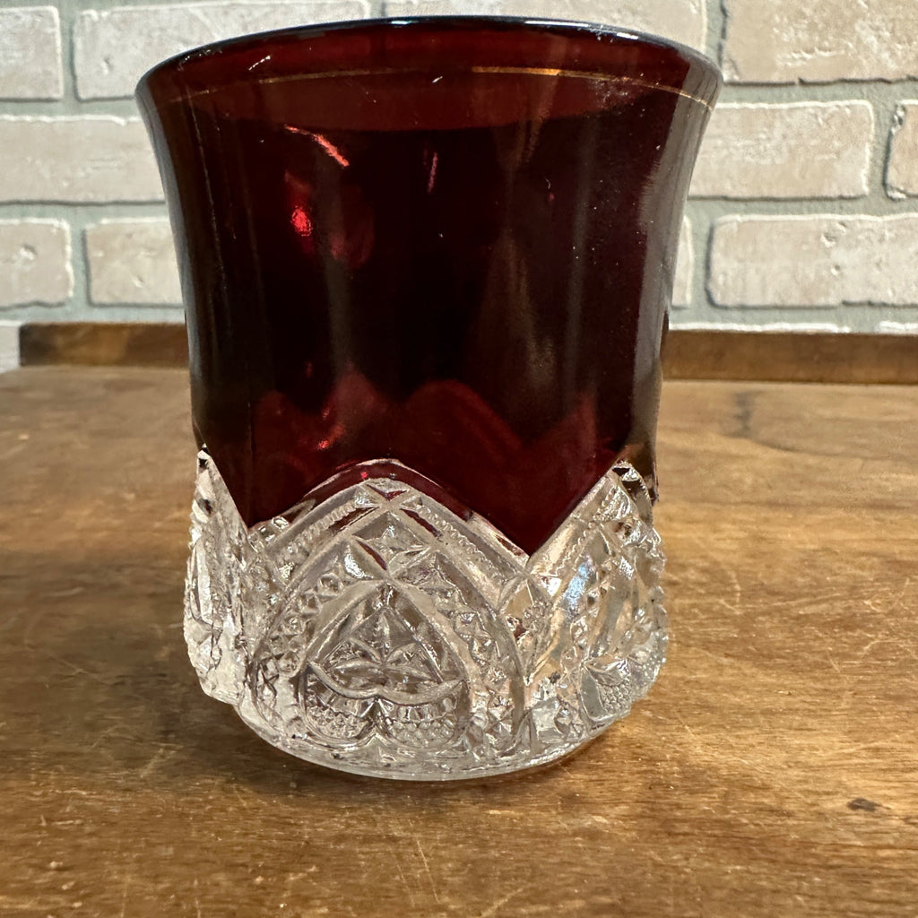 VINTAGE MUG RUBY FLASH RED GLASS ROCHESTER MINNESOTA SOUVENIR FANCY