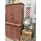 Antique Primitive Red Wooden Stepback Hutch Pantry Cupboard 19th Century _AA786