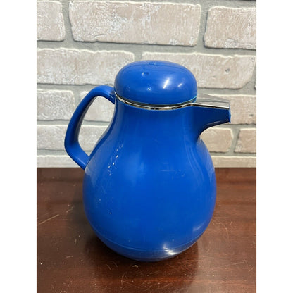 Vintage Peacock Vaccum Bottle Thermos Pitcher 9" Tall Blue Japan Retro Kitchen