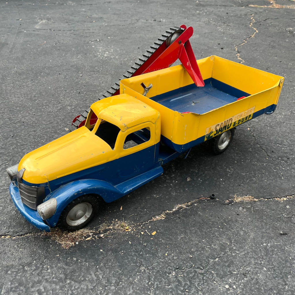 Vintage Buddy L International Sand Loader & Dump Truck 23" Pressed Steel Toy