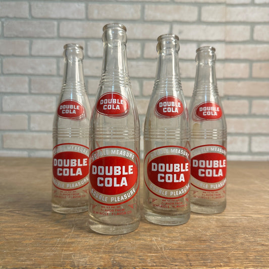 Vintage 1970s Double Cola Double Measure 10oz Glass Soda Bottle