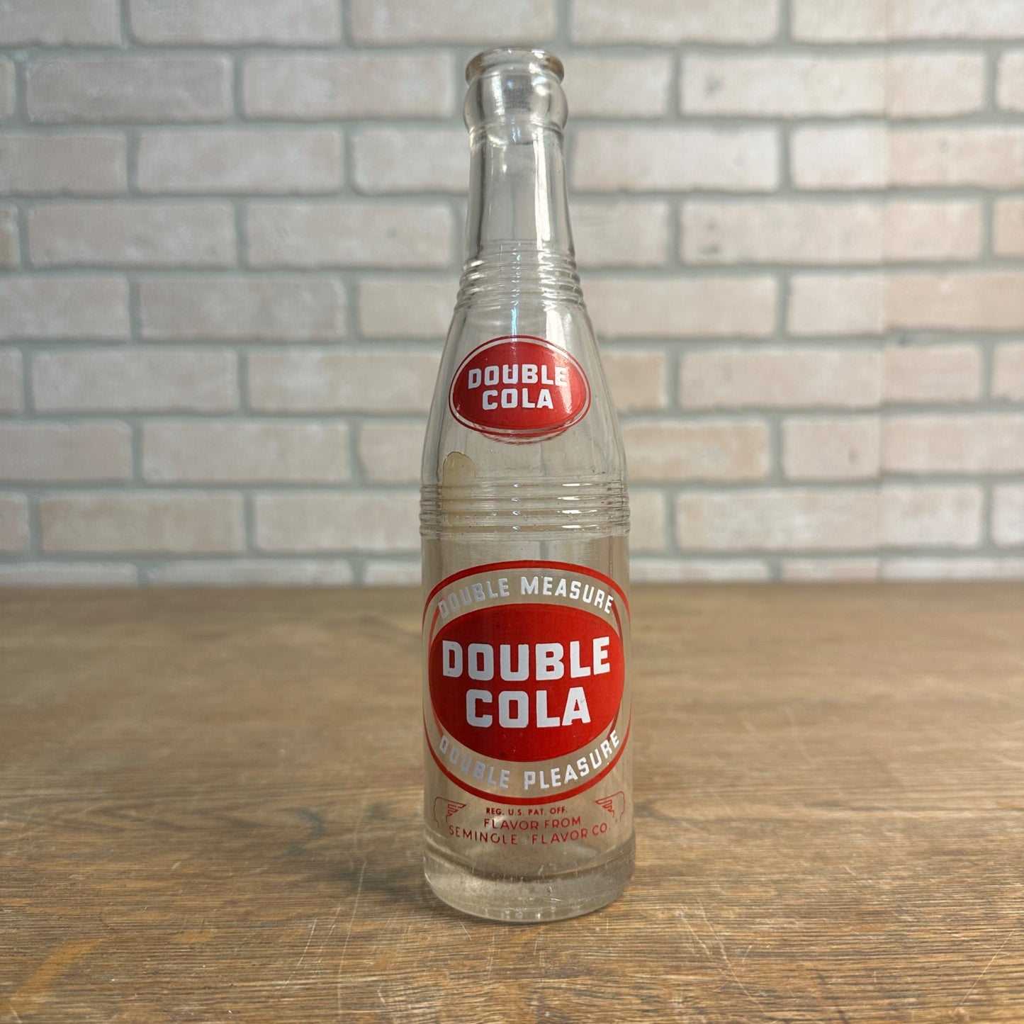 Vintage 1970s Double Cola Double Measure 10oz Glass Soda Bottle