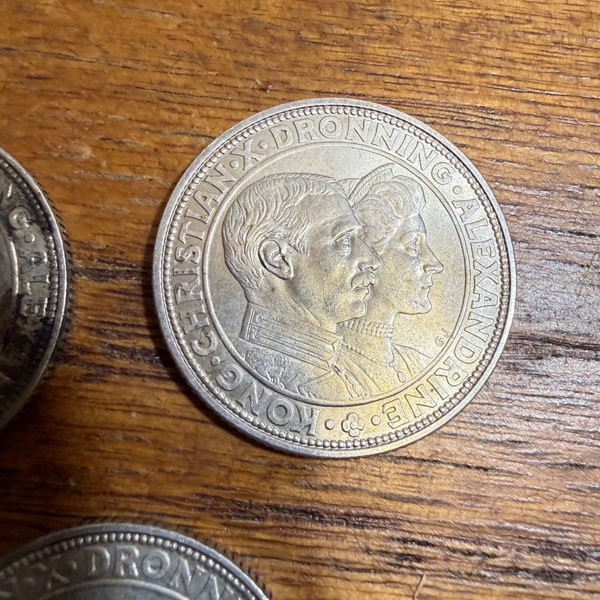 Lot of 3 Denmark 1923 Silver 2 Kroner Silver Wedding Anniversary Coins
