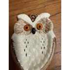 Vintage 1960s Fairway Japan Owl Trinket Dish Ceramic Glazed 4"x 3"