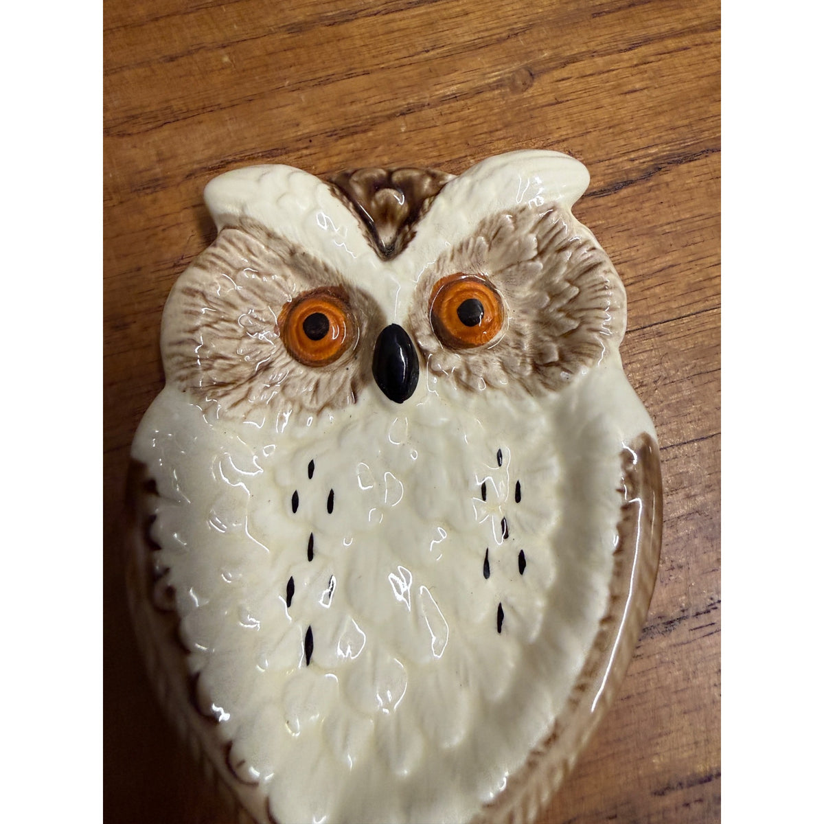 Vintage 1960s Fairway Japan Owl Trinket Dish Ceramic Glazed 4"x 3"