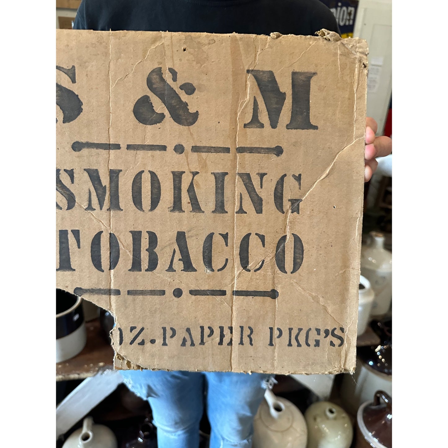 Vintage 1910s Spaulding & Merrick S&M Smoking Tobacco Advertising Cardboard Sign