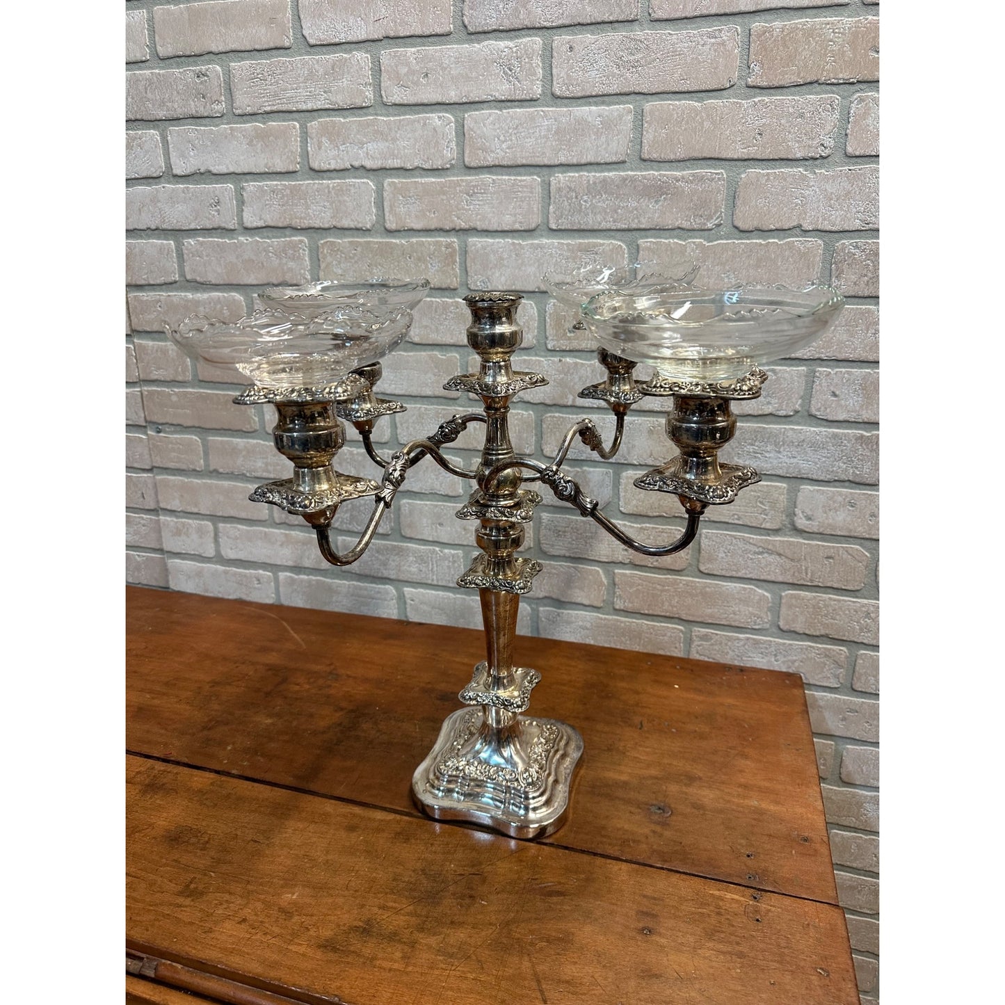 VINTAGE GSC 5 ARM GOLDFEDER SILVER PLATED CANDELABRA CANDLE HOLDER CANDLESTICKS