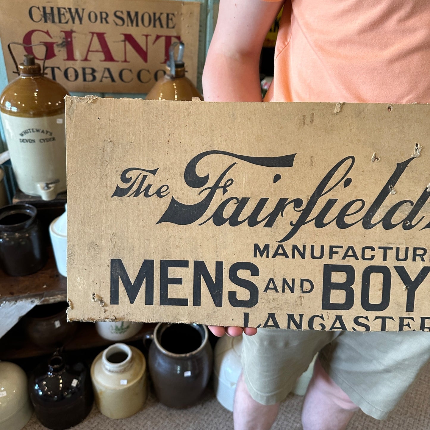 Antique 1910s Fairfield Shoe Co Mens Boys Shoes Advertising Sign