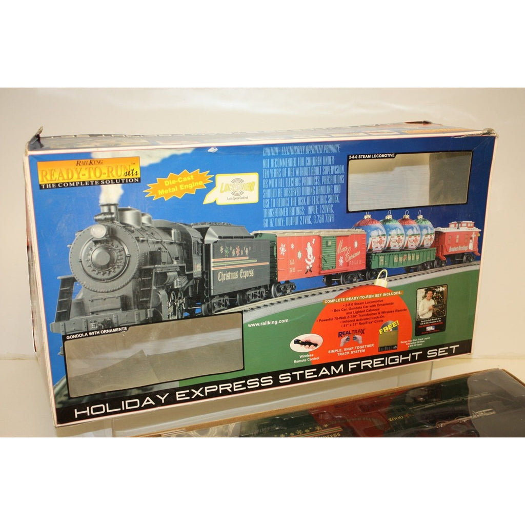 Vintage MTH Rail King 2000 Holiday Express 2-8-0 Steam Freight Train Set NEW