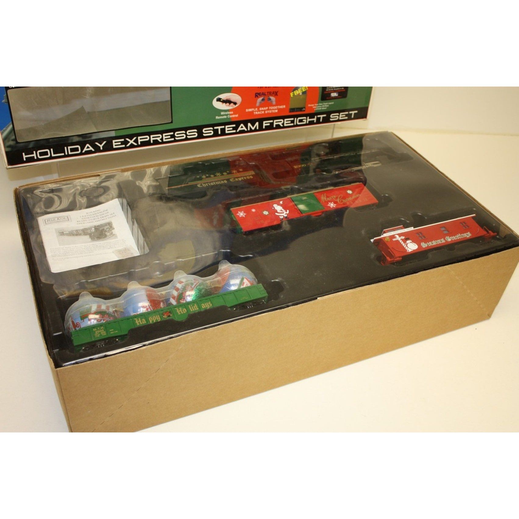 Vintage MTH Rail King 2000 Holiday Express 2-8-0 Steam Freight Train Set NEW