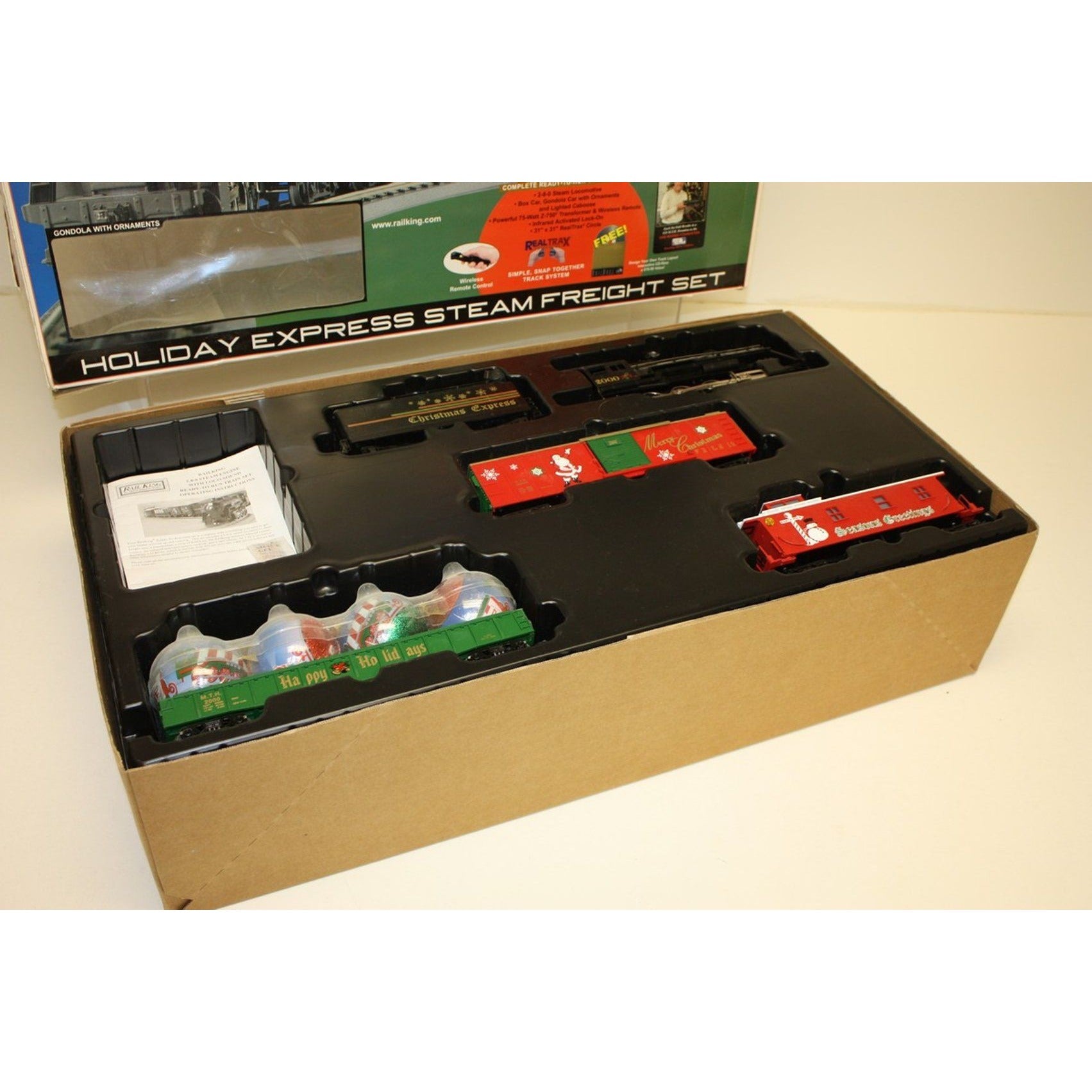 Vintage MTH Rail King 2000 Holiday Express 2-8-0 Steam Freight Train Set NEW