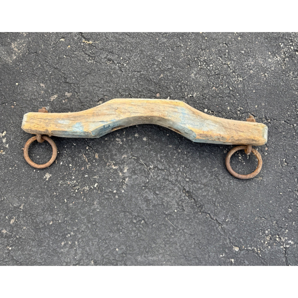 Antique Primitive 19th c. Ox / Horse Evener Yoke Original Blue Paint AAFA Farm