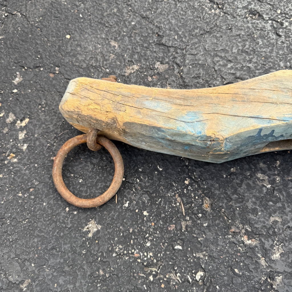 Antique Primitive 19th c. Ox / Horse Evener Yoke Original Blue Paint AAFA Farm