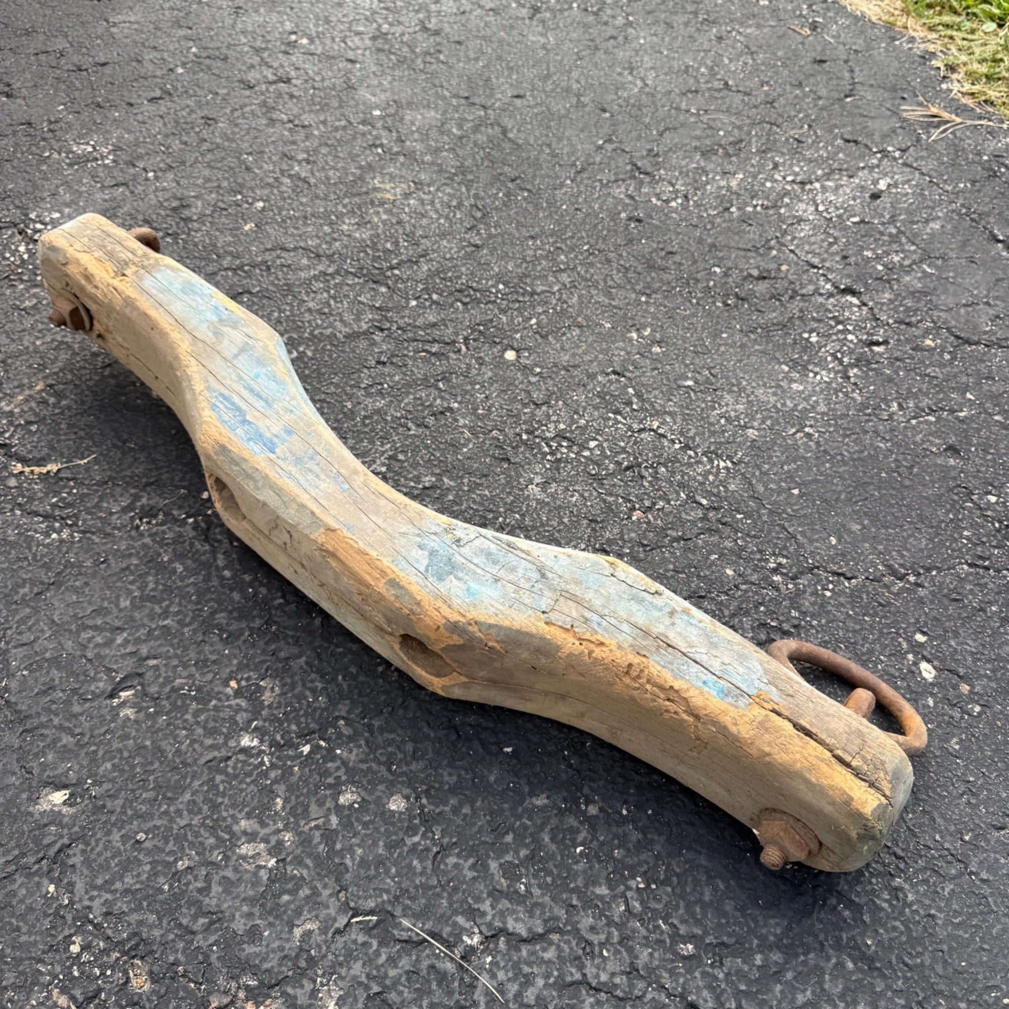 Antique Primitive 19th c. Ox / Horse Evener Yoke Original Blue Paint AAFA Farm