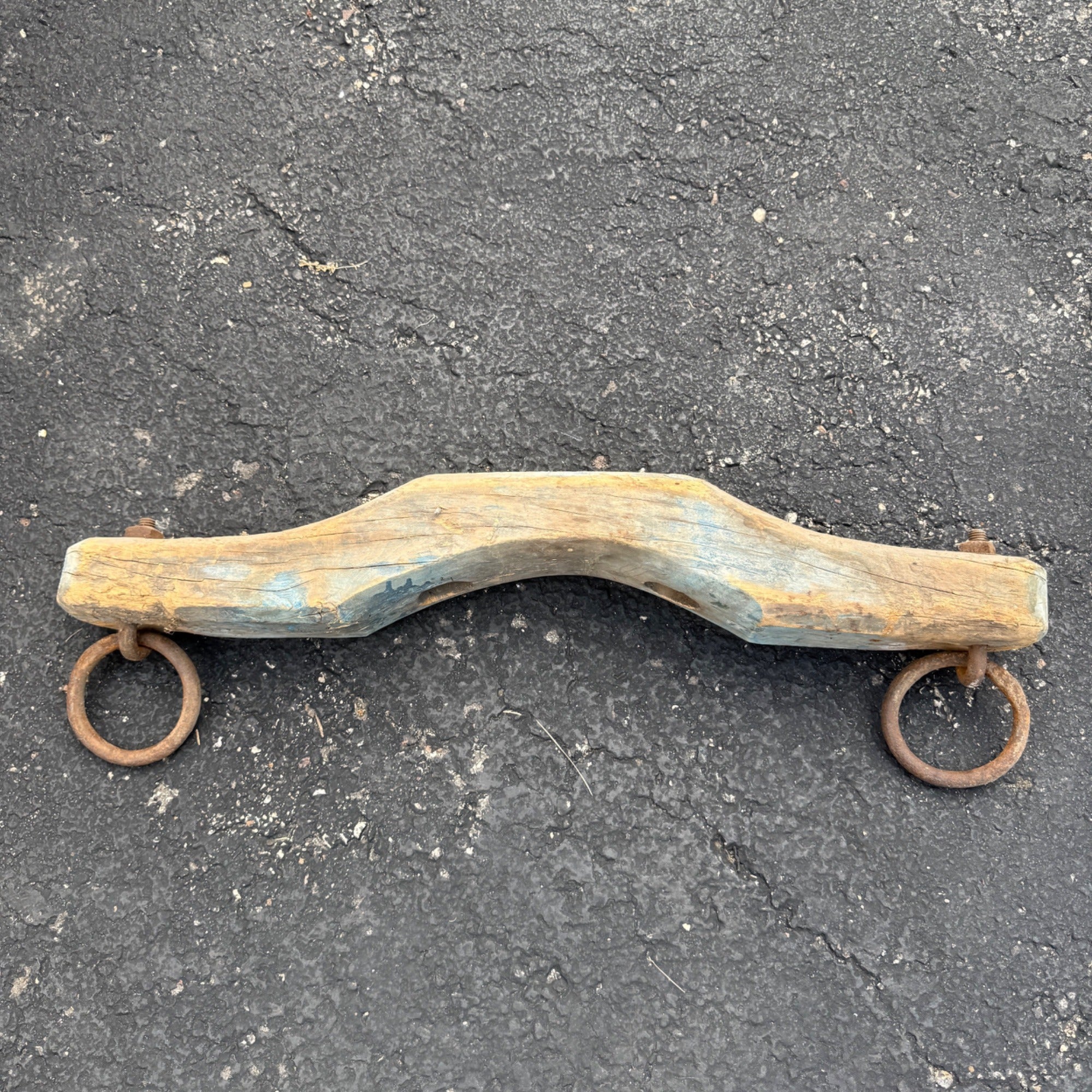 Antique Primitive 19th c. Ox / Horse Evener Yoke Original Blue Paint AAFA Farm