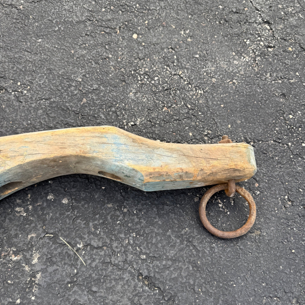 Antique Primitive 19th c. Ox / Horse Evener Yoke Original Blue Paint AAFA Farm