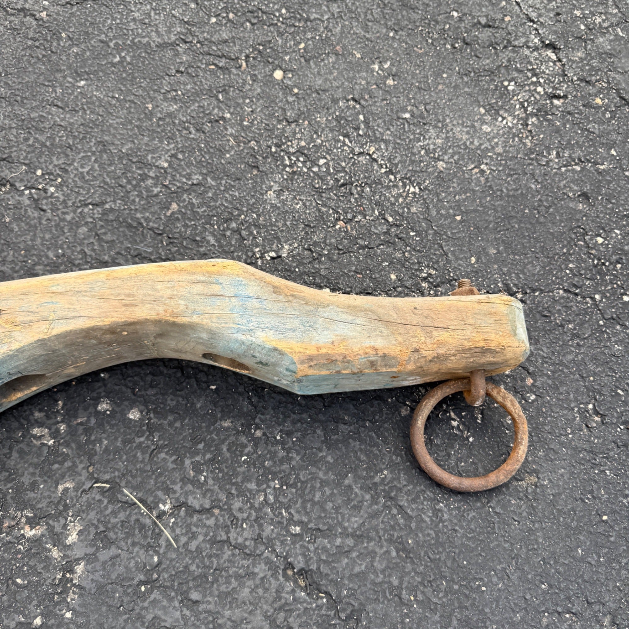 Antique Primitive 19th c. Ox / Horse Evener Yoke Original Blue Paint AAFA Farm